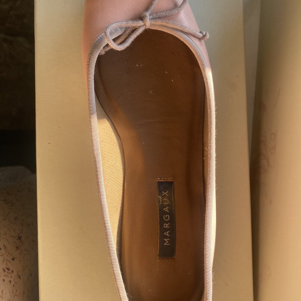 Margaux Pink Ballet Flats with Taupe Trim - Picture 5 of 6
